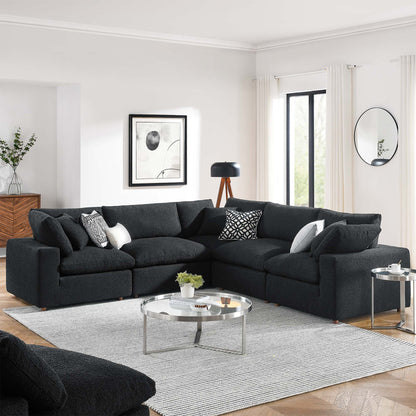 Modway - Commix 5-Piece Down Filled Overstuffed Boucle Sectional Sofa by Modway  Living Room Sofas and Armchairs Black - EEI-6368-BLK