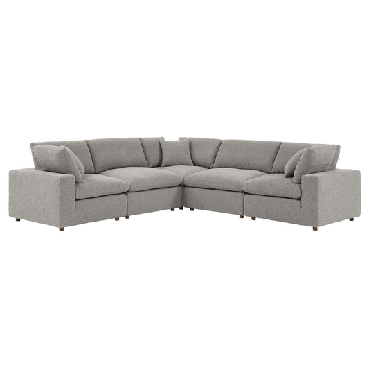 Modway - Commix 5-Piece Down Filled Overstuffed Boucle Sectional Sofa by Modway  Living Room Sofas and Armchairs Gray - EEI-6368-LGR