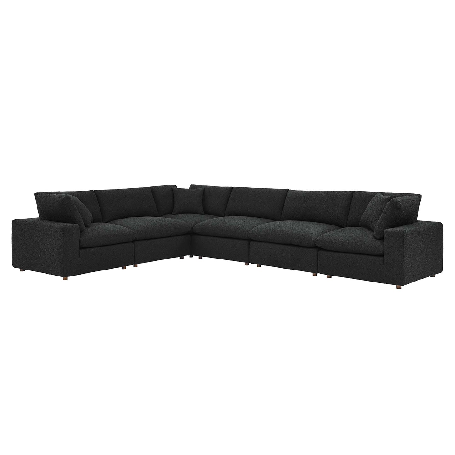 Modway - Commix 6-Piece Down Filled Overstuffed Boucle Fabric Sectional Sofa by Modway  Living Room Sofas and Armchairs Black - EEI-6369-BLK