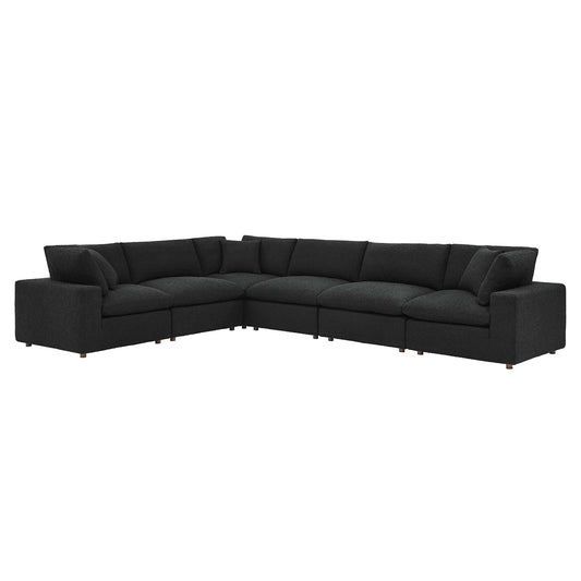 Modway - Commix 6-Piece Down Filled Overstuffed Boucle Fabric Sectional Sofa by Modway  Living Room Sofas and Armchairs Black - EEI-6369-BLK
