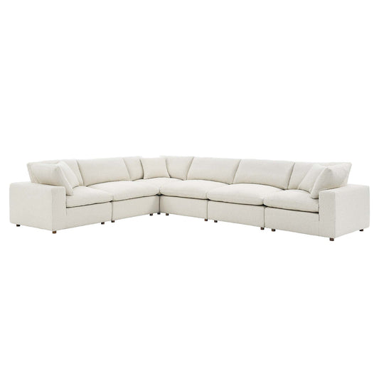 Modway - Commix 6-Piece Down Filled Overstuffed Boucle Fabric Sectional Sofa by Modway  Living Room Sofas and Armchairs White - EEI-6369-IVO