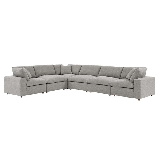 Modway - Commix 6-Piece Down Filled Overstuffed Boucle Fabric Sectional Sofa by Modway  Living Room Sofas and Armchairs Gray - EEI-6369-LGR