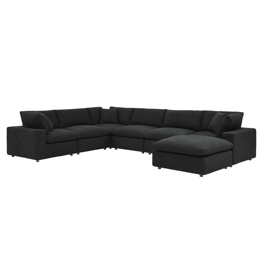 Modway - Commix 7-Piece Down Filled Overstuffed Boucle Sectional Sofa by Modway  Living Room Sofas and Armchairs Black - EEI-6370-BLK