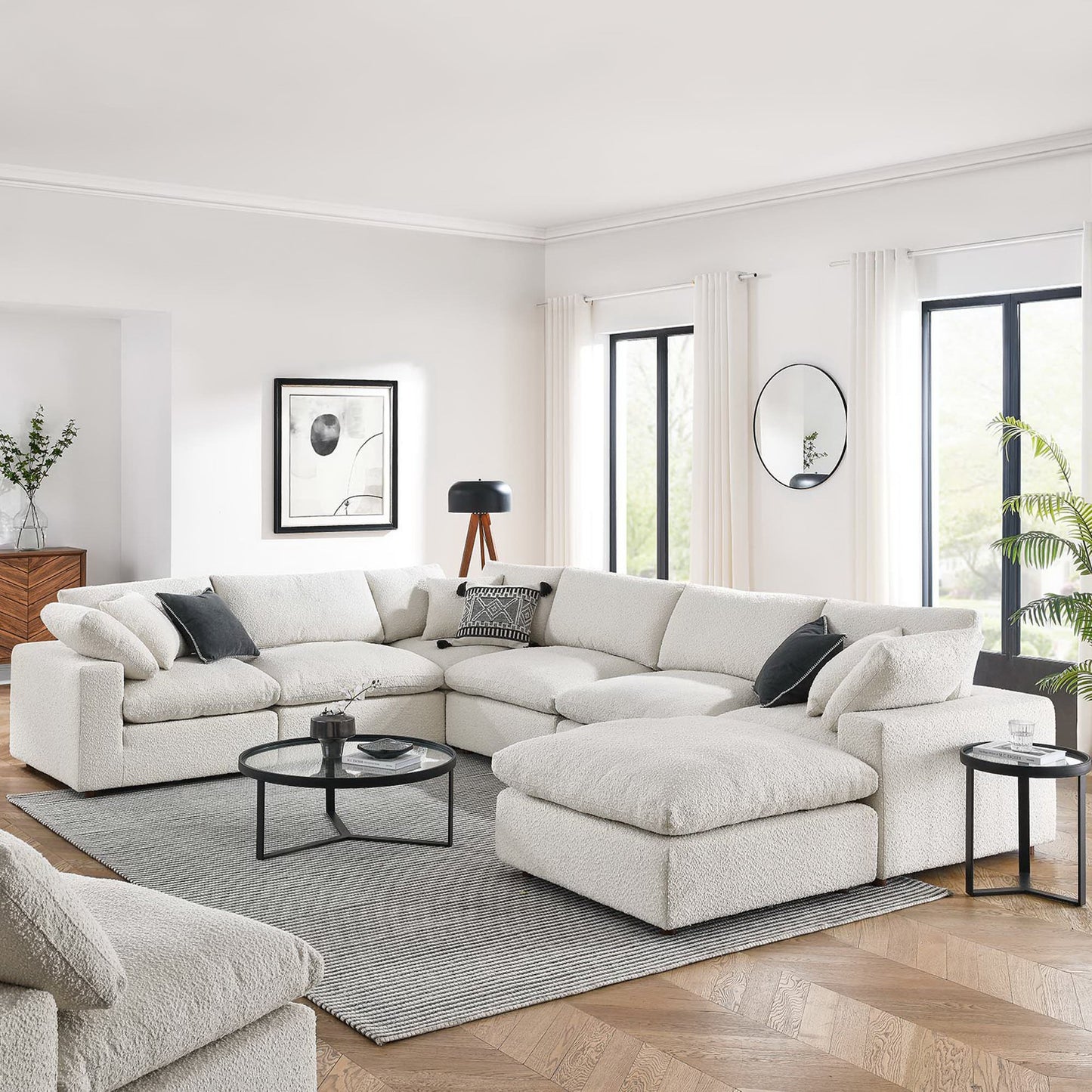 Modway - Commix 7-Piece Down Filled Overstuffed Boucle Sectional Sofa by Modway  Living Room Sofas and Armchairs White - EEI-6370-IVO