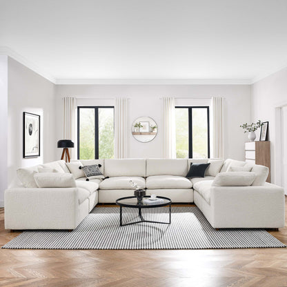 Modway - Commix 8-Piece Down Filled Overstuffed Boucle Fabric Sectional Sofa by Modway  Living Room Sofas and Armchairs White - EEI-6371-IVO