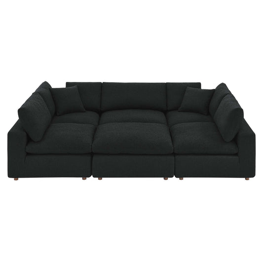 Modway - Commix 6-Piece Down Filled Overstuffed Boucle Fabric Sectional Sofa by Modway  Living Room Sofas and Armchairs Black - EEI-6372-BLK