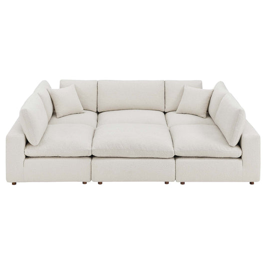 Modway - Commix 6-Piece Down Filled Overstuffed Boucle Fabric Sectional Sofa by Modway  Living Room Sofas and Armchairs White - EEI-6372-IVO