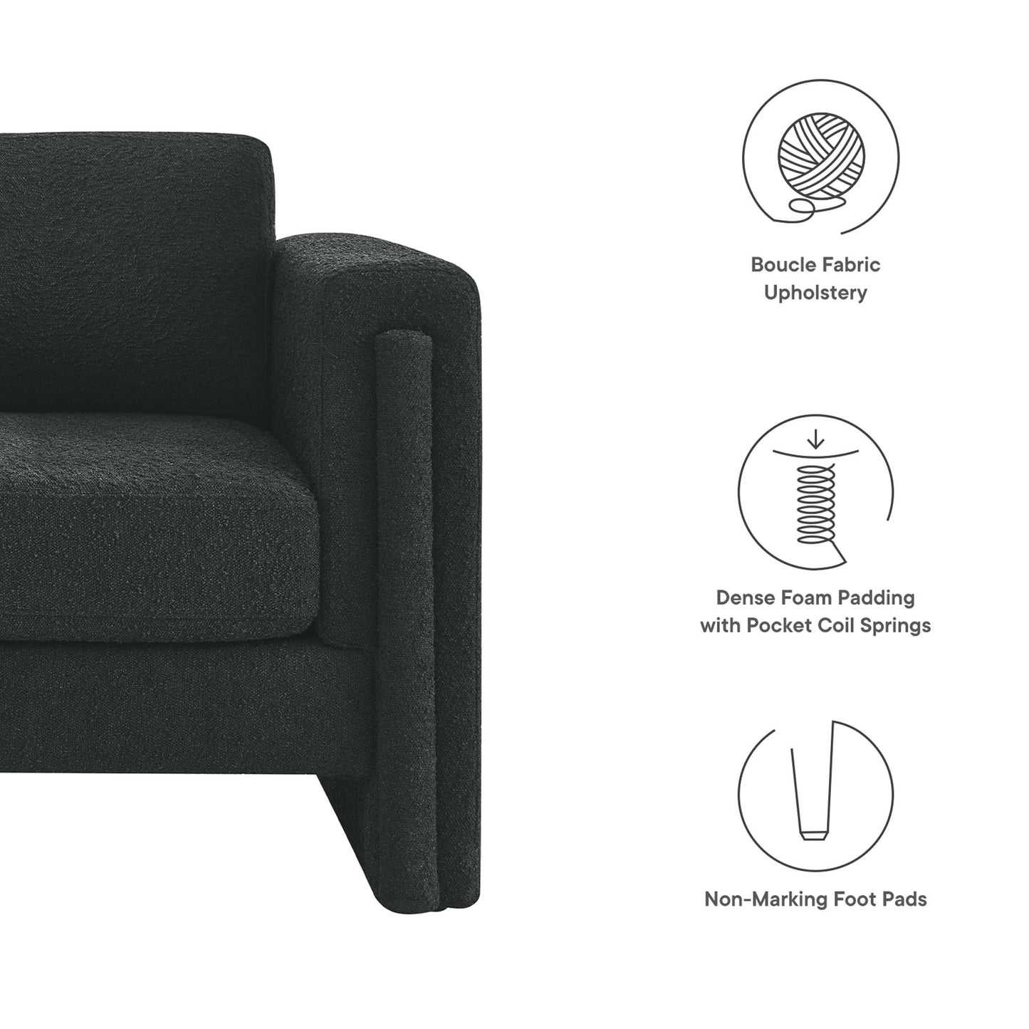 Modway Outlet Visible Boucle Fabric Armchair by Modway  Living Room Furniture Black - EEI-6374-BLK