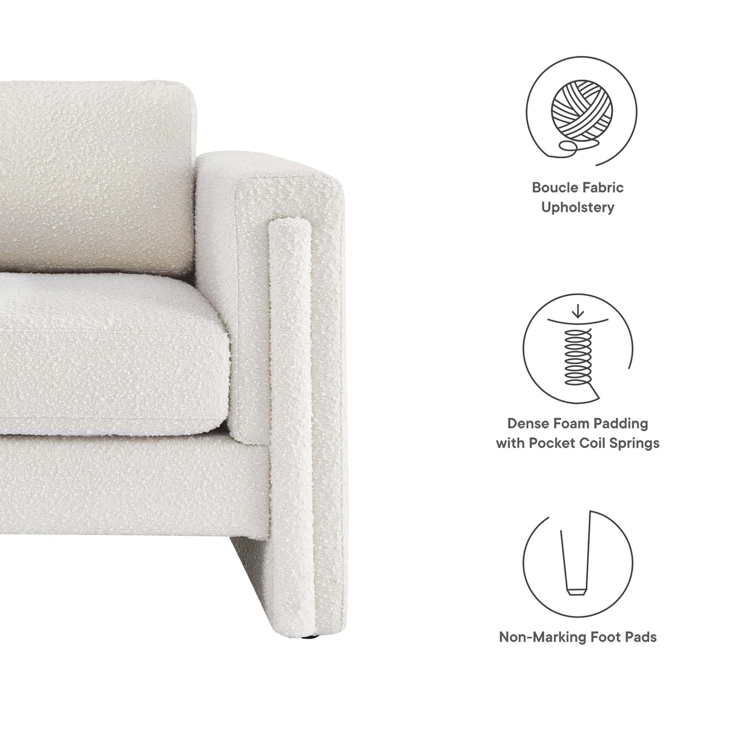 Modway Outlet Visible Boucle Fabric Armchair by Modway  Living Room Furniture Ivory - EEI-6374-IVO