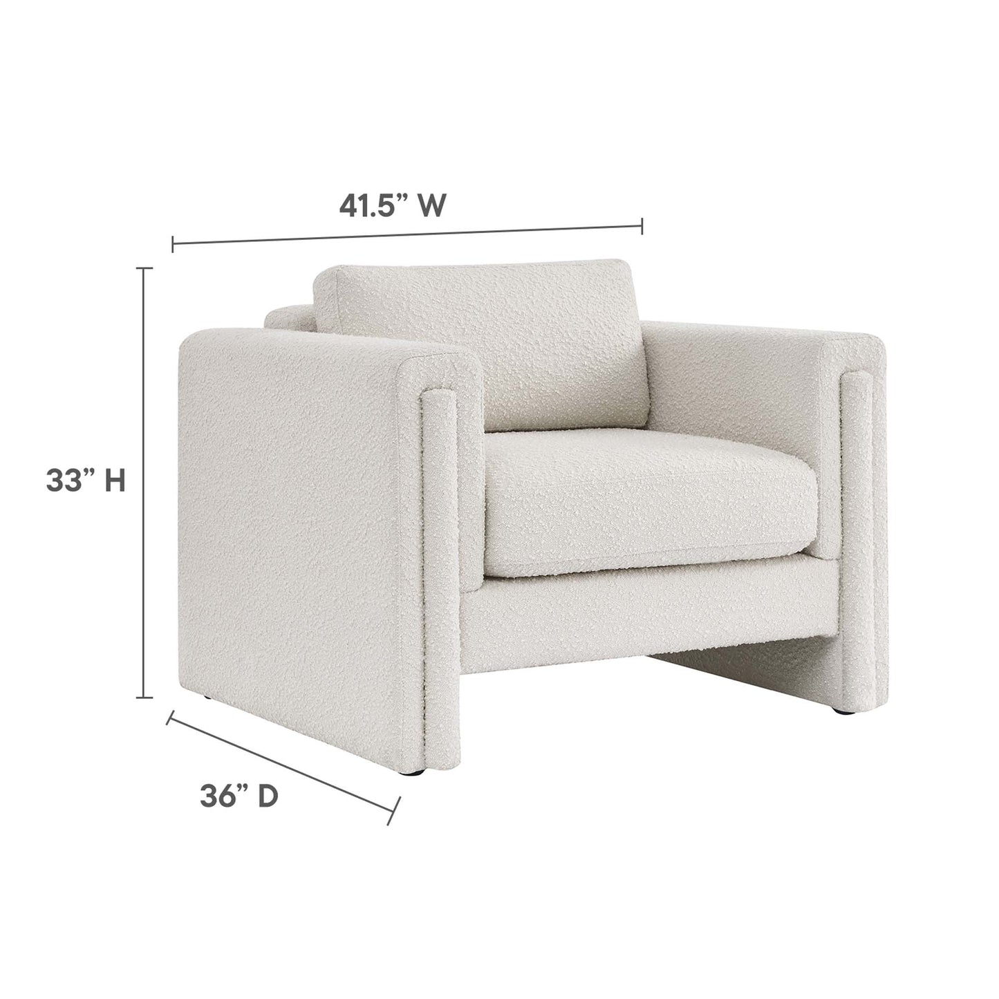 Modway Outlet Visible Boucle Fabric Armchair by Modway  Living Room Furniture Ivory - EEI-6374-IVO