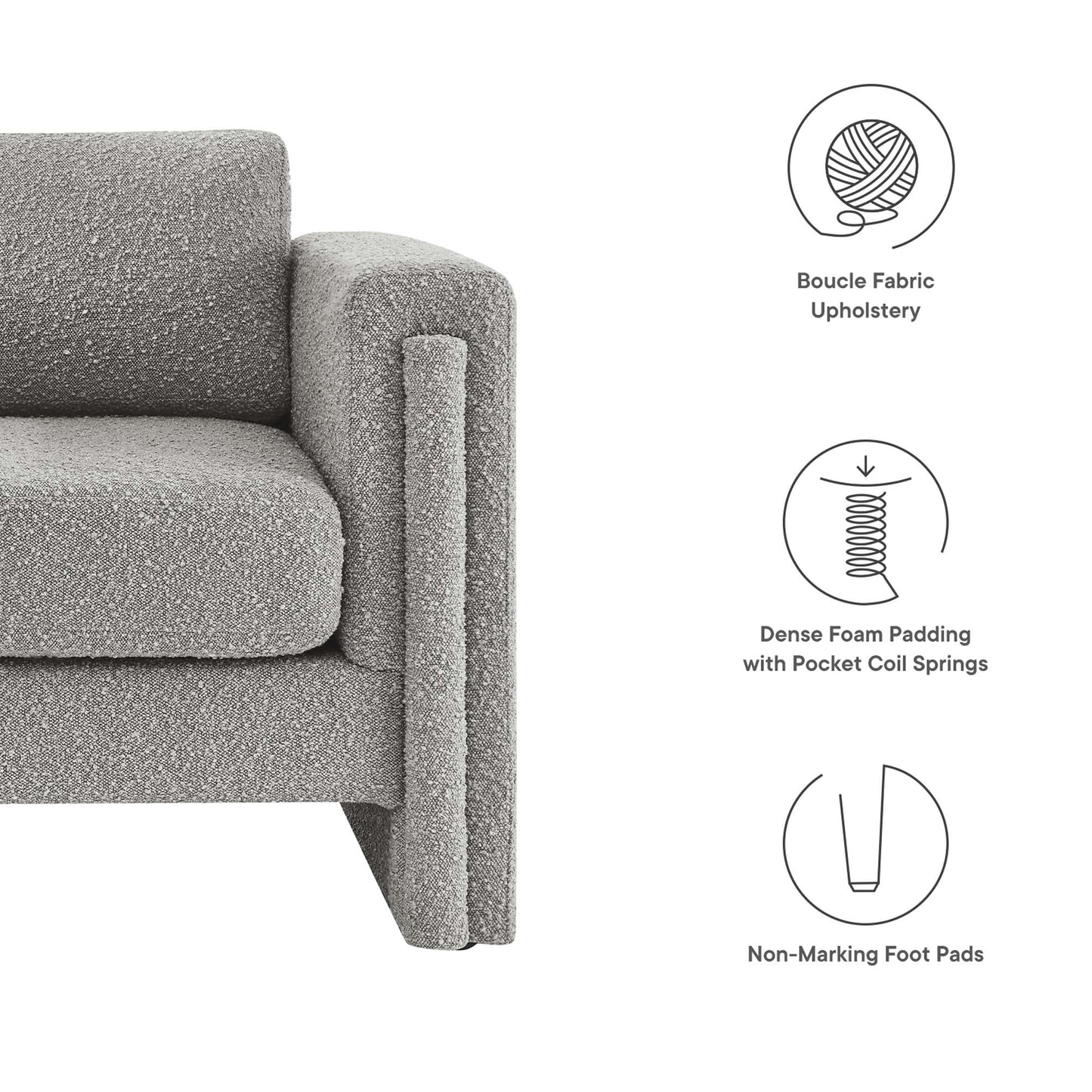 Modway Outlet Visible Boucle Fabric Armchair by Modway  Living Room Furniture Light Gray - EEI-6374-LGR