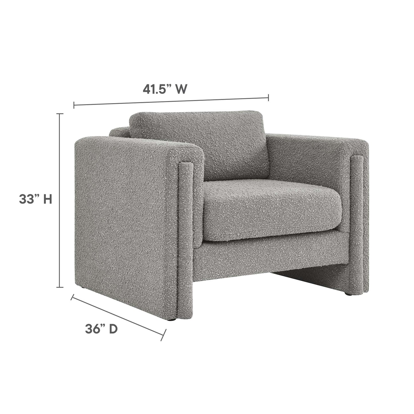 Modway Outlet Visible Boucle Fabric Armchair by Modway  Living Room Furniture Light Gray - EEI-6374-LGR