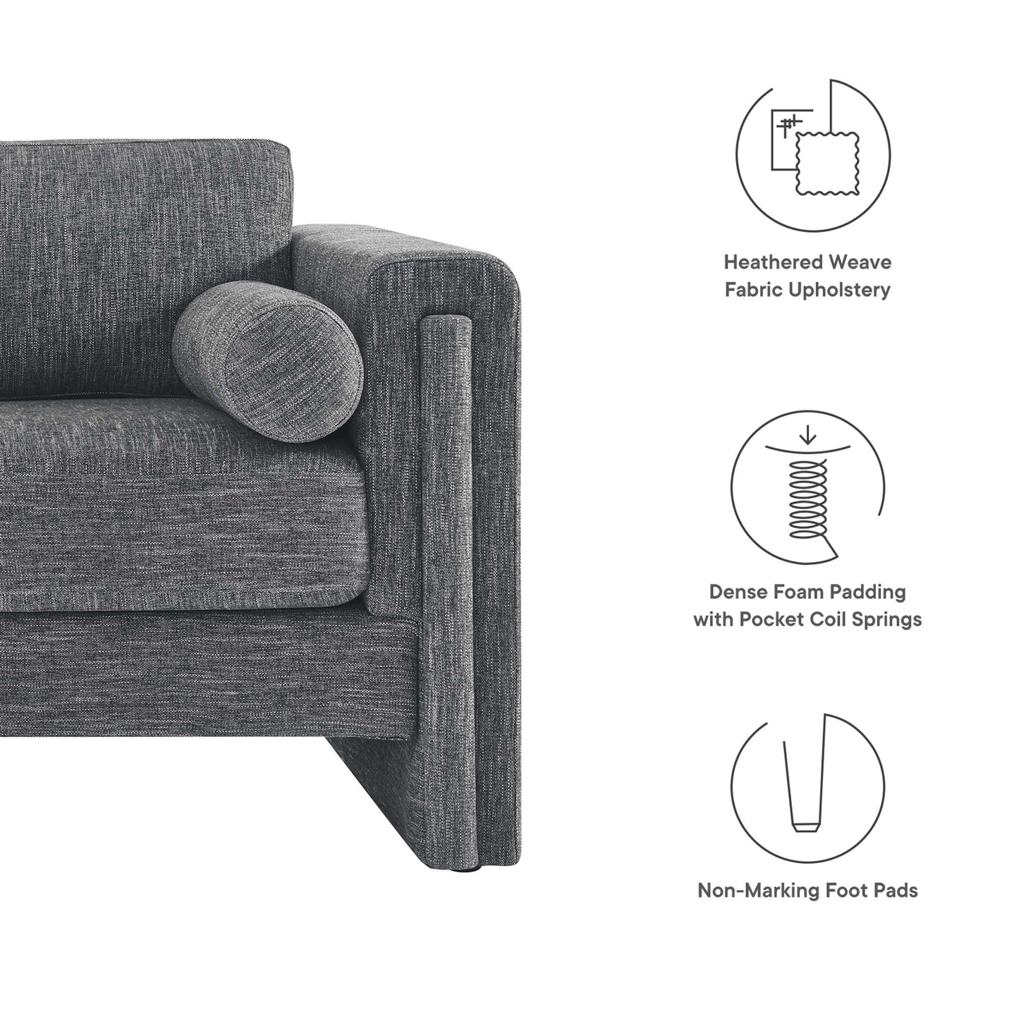 Modway Outlet Visible Fabric Loveseat by Modway  Living Room Furniture Gray - EEI-6375-GRY