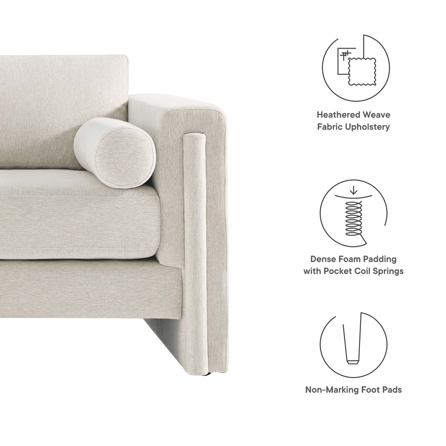 Modway Outlet Visible Fabric Loveseat by Modway  Living Room Furniture Ivory - EEI-6375-IVO