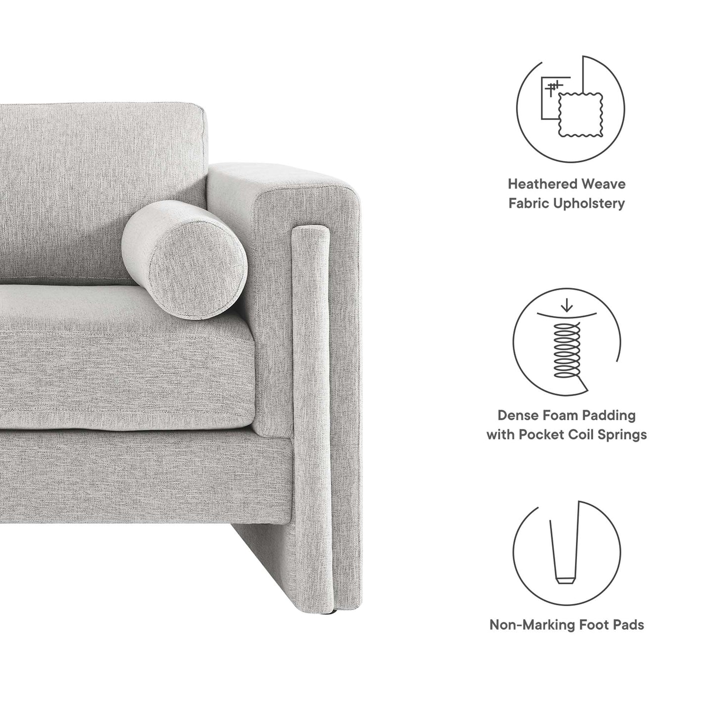 Modway Outlet Visible Fabric Loveseat by Modway  Living Room Furniture Light Gray - EEI-6375-LGR