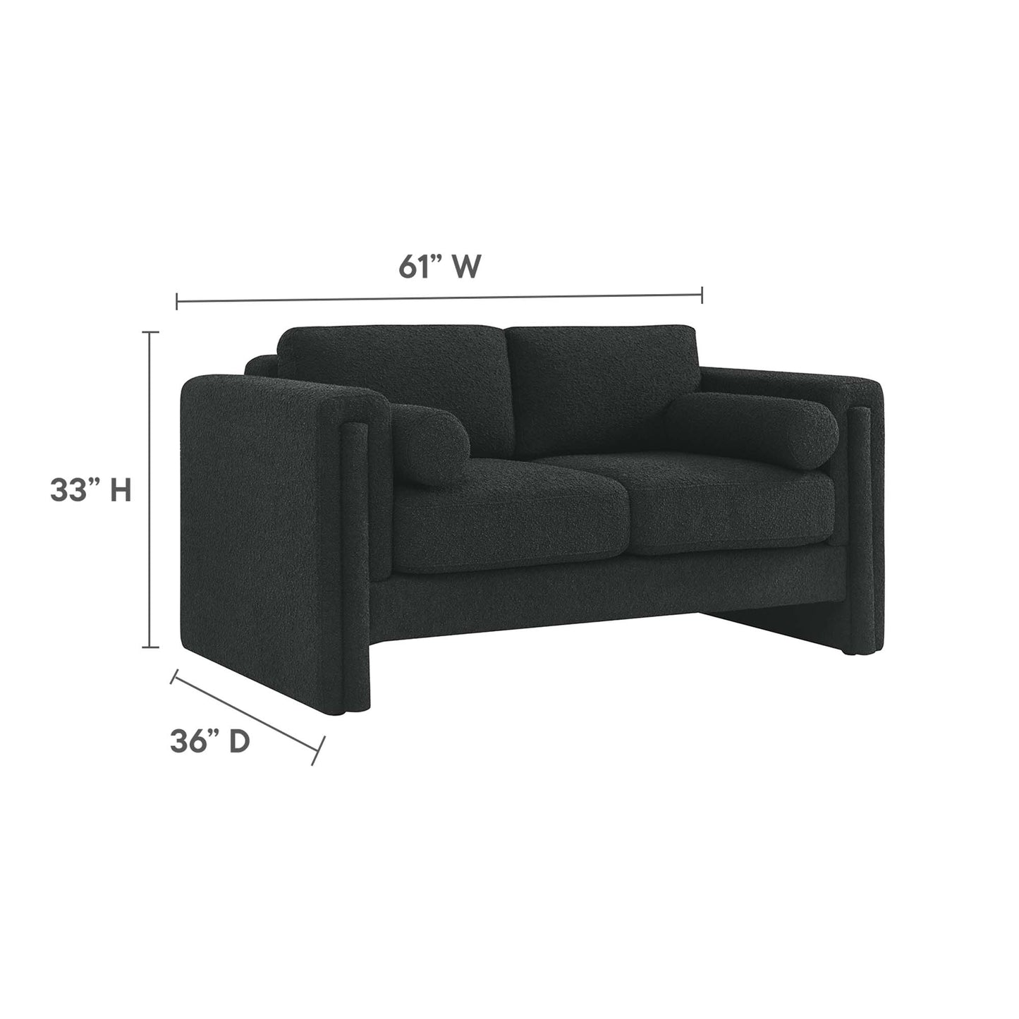 Modway Outlet Visible Boucle Fabric Loveseat by Modway  Living Room Furniture Black - EEI-6376-BLK