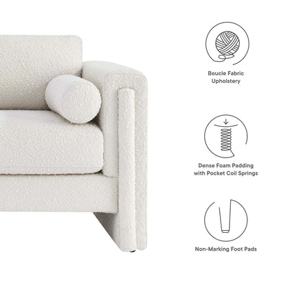 Modway Outlet Visible Boucle Fabric Loveseat by Modway  Living Room Furniture Ivory - EEI-6376-IVO