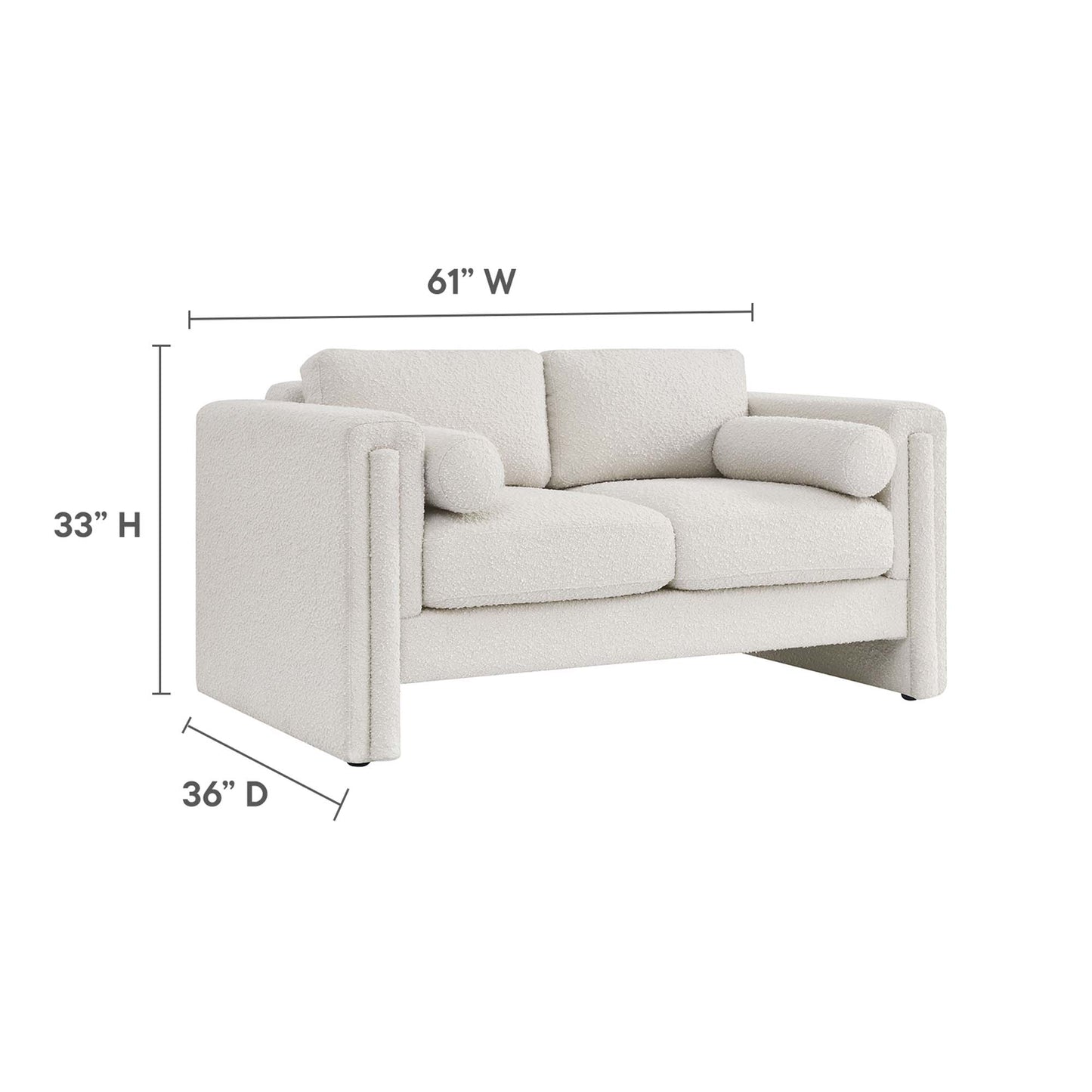 Modway Outlet Visible Boucle Fabric Loveseat by Modway  Living Room Furniture Ivory - EEI-6376-IVO