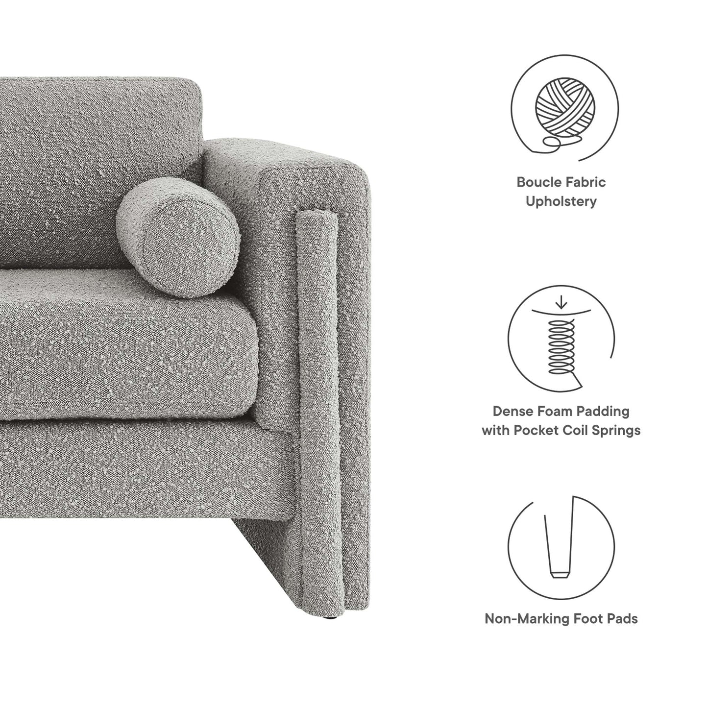 Modway Outlet Visible Boucle Fabric Loveseat by Modway  Living Room Furniture Light Gray - EEI-6376-LGR