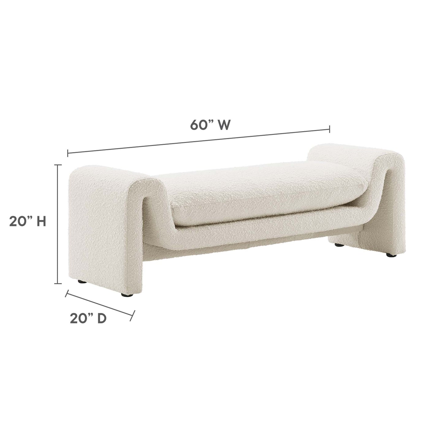 Modway - Waverly Boucle Fabric Bench by Modway  Living Room Benches and Stools White - EEI-6379-IVO