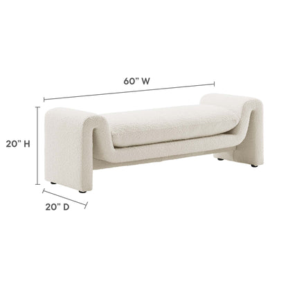 Modway - Waverly Boucle Fabric Bench by Modway  Living Room Benches and Stools White - EEI-6379-IVO