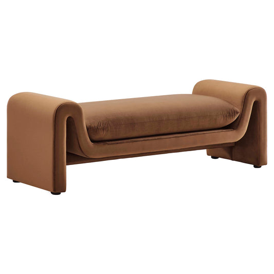 Modway - Waverly Performance Velvet Bench by Modway  Living Room Benches and Stools Brown - EEI-6380-BRN