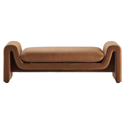 Modway - Waverly Performance Velvet Bench by Modway  Living Room Benches and Stools Brown - EEI-6380-BRN