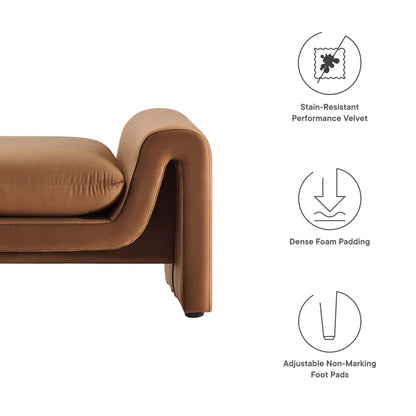 Modway - Waverly Performance Velvet Bench by Modway  Living Room Benches and Stools Brown - EEI-6380-BRN