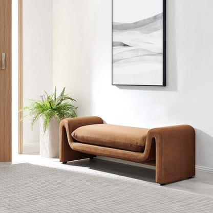 Modway - Waverly Performance Velvet Bench by Modway  Living Room Benches and Stools Brown - EEI-6380-BRN