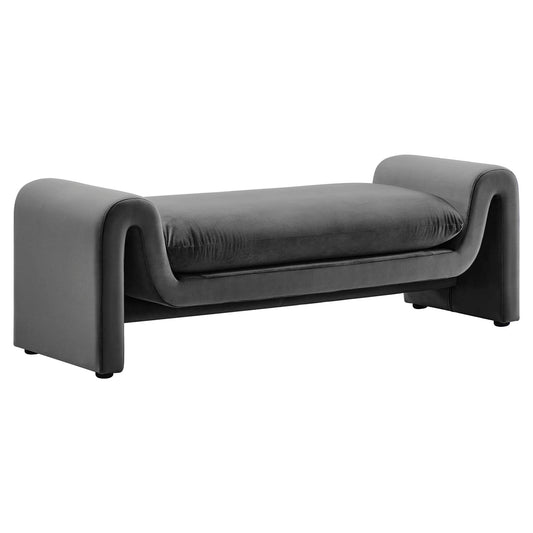Modway - Waverly Performance Velvet Bench by Modway  Living Room Benches and Stools Gray - EEI-6380-GRY