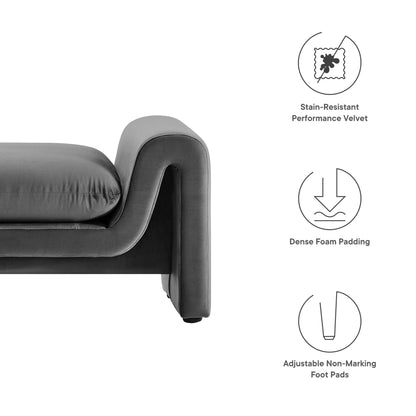 Modway - Waverly Performance Velvet Bench by Modway  Living Room Benches and Stools Gray - EEI-6380-GRY