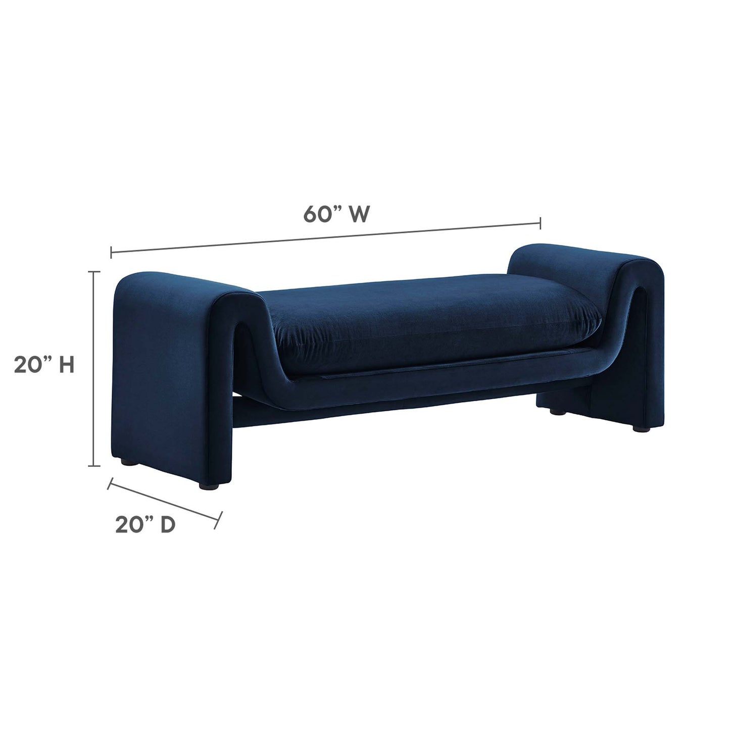 Modway - Waverly Performance Velvet Bench by Modway  Living Room Benches and Stools Blue - EEI-6380-MID