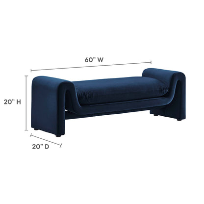 Modway - Waverly Performance Velvet Bench by Modway  Living Room Benches and Stools Blue - EEI-6380-MID