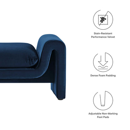Modway - Waverly Performance Velvet Bench by Modway  Living Room Benches and Stools Blue - EEI-6380-MID
