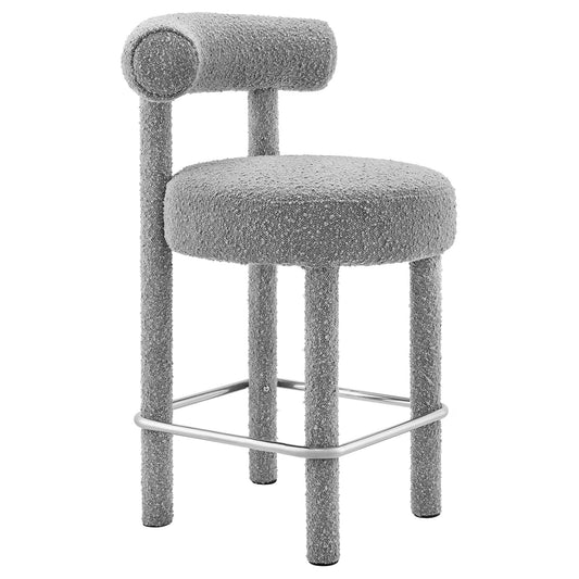 Modway Outlet Toulouse Boucle Fabric Counter Stool by Modway  Bar and Dining Furniture Light Gray Silver - EEI-6383-LGR-SLV