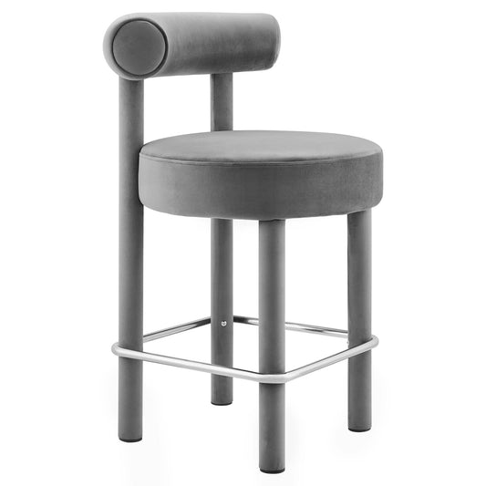 Modway Outlet Toulouse Performance Velvet Counter Stool by Modway  Bar and Dining Furniture Gray Silver - EEI-6384-GRY-SLV