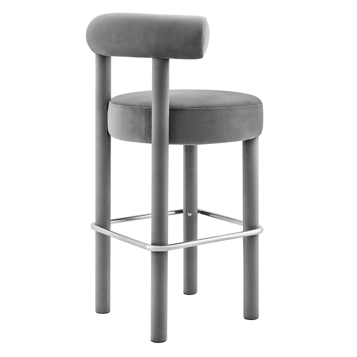 Modway Outlet Toulouse Performance Velvet Bar Stool by Modway  Bar and Dining Furniture Gray Silver - EEI-6386-GRY-SLV