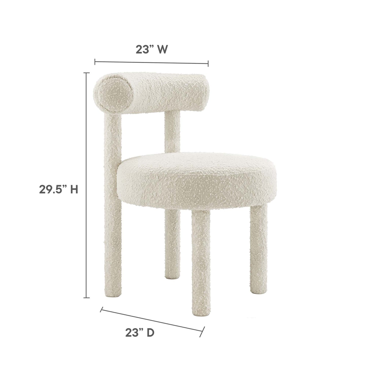 Modway - Toulouse Boucle Fabric Dining Chair by Modway  Bar and Dining Dining Chairs White - EEI-6387-IVO