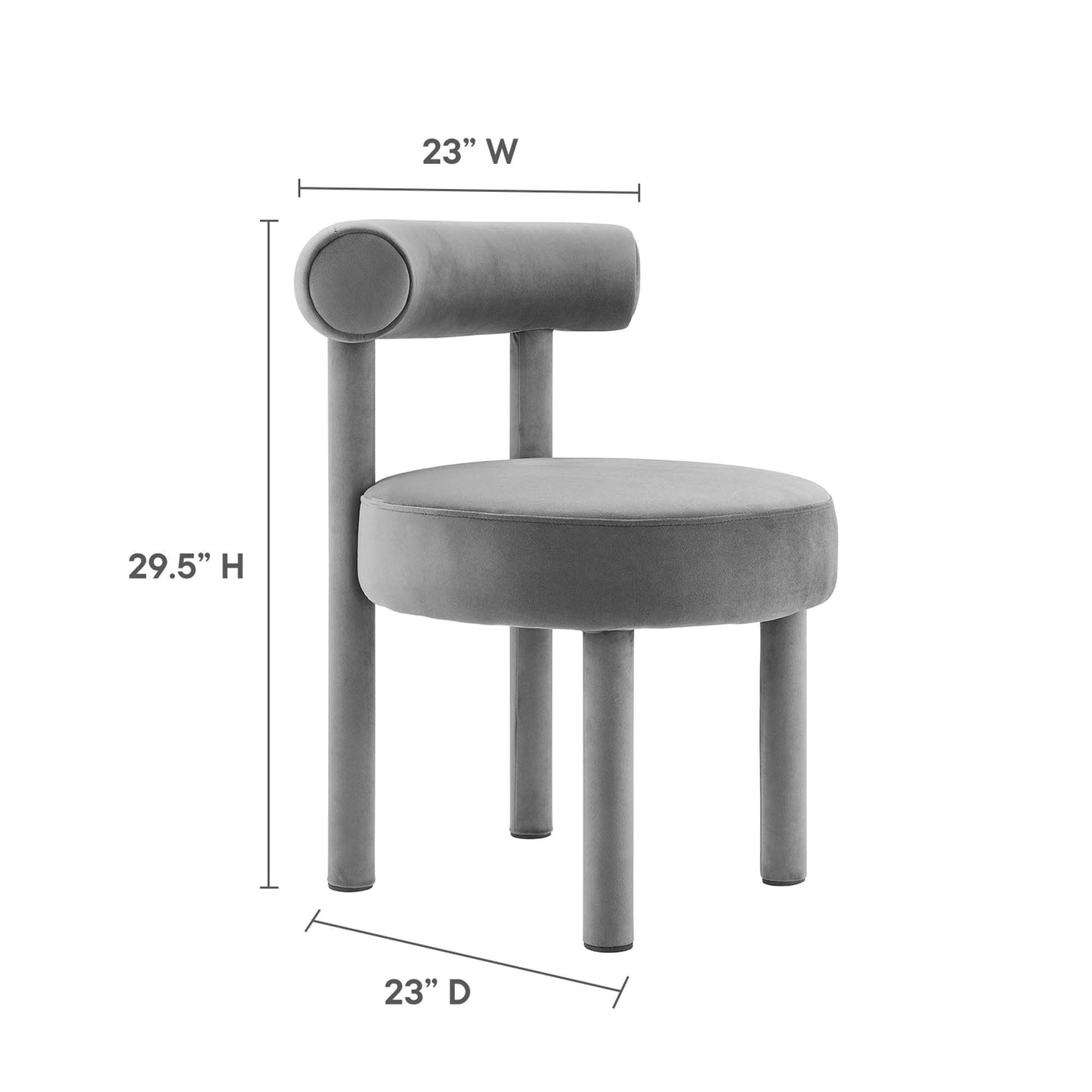 Modway Outlet Toulouse Performance Velvet Dining Chair by Modway  Bar and Dining Furniture Gray - EEI-6388-GRY