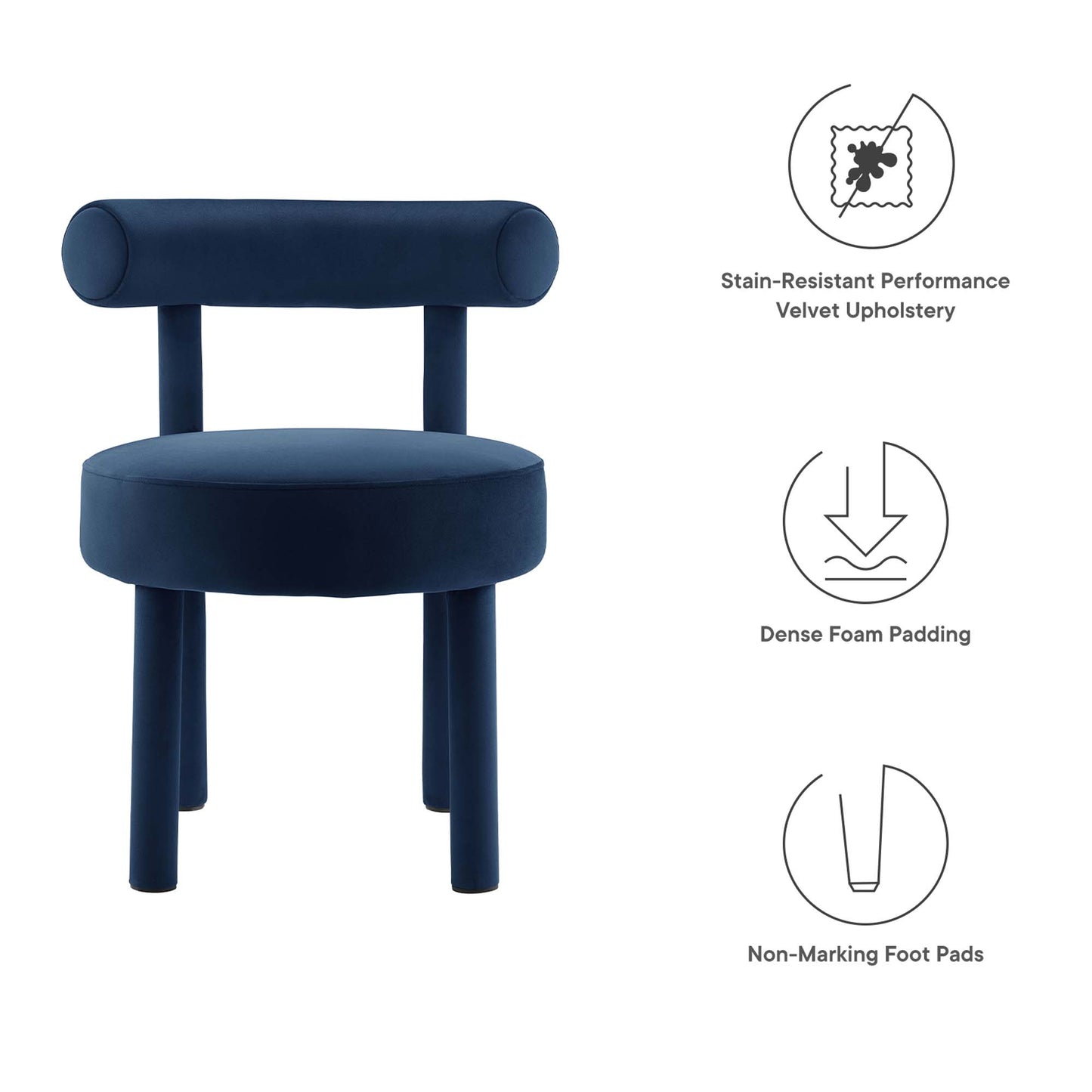 Modway - Toulouse Performance Velvet Dining Chair by Modway  Bar and Dining Dining Chairs Blue - EEI-6388-MID