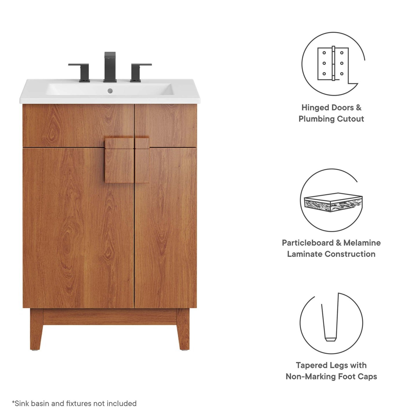 Modway - Miles 24? Bathroom Vanity Cabinet (Sink Basin Not Included) by Modway  Bathroom Vanities Brown - EEI-6399-WAL