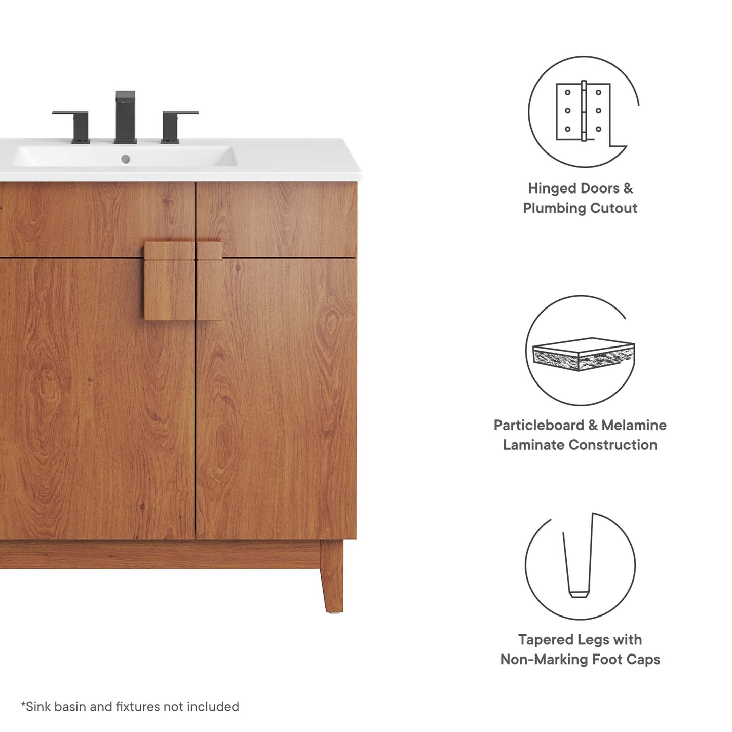 Modway - Miles 36? Bathroom Vanity Cabinet (Sink Basin Not Included) by Modway  Bathroom Vanities Brown - EEI-6400-WAL