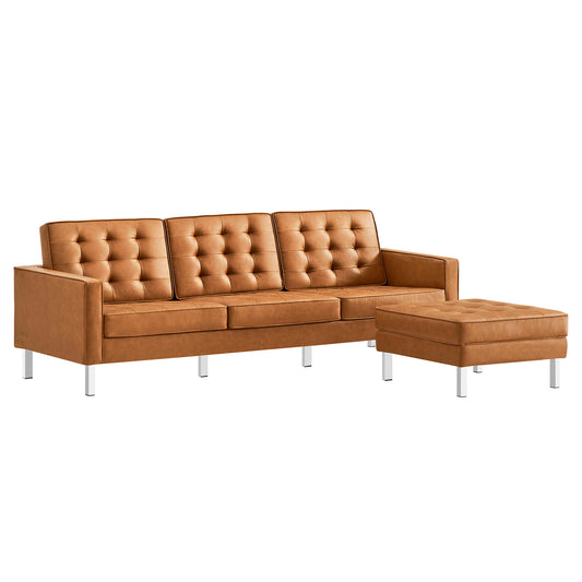 Modway - Loft Tufted Vegan Leather Sofa and Ottoman Set by Modway  Living Room Sofas and Armchairs Brown - EEI-6410-SLV-TAN-SET