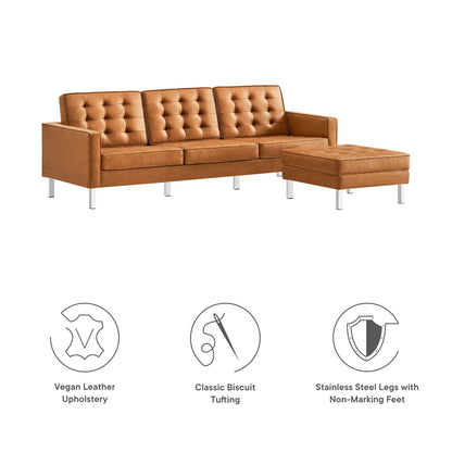 Modway - Loft Tufted Vegan Leather Sofa and Ottoman Set by Modway  Living Room Sofas and Armchairs Brown - EEI-6410-SLV-TAN-SET