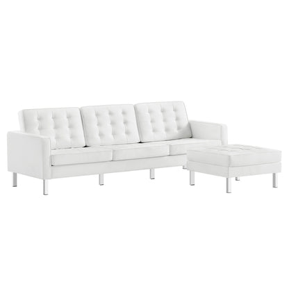 Modway - Loft Tufted Vegan Leather Sofa and Ottoman Set by Modway  Living Room Sofas and Armchairs White - EEI-6410-SLV-WHI-SET