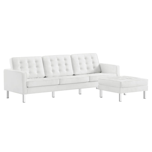 Modway - Loft Tufted Vegan Leather Sofa and Ottoman Set by Modway  Living Room Sofas and Armchairs White - EEI-6410-SLV-WHI-SET