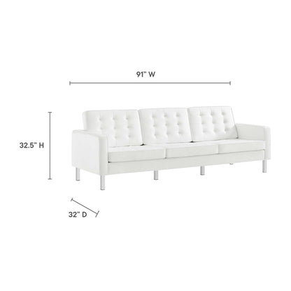 Modway - Loft Tufted Vegan Leather Sofa and Ottoman Set by Modway  Living Room Sofas and Armchairs White - EEI-6410-SLV-WHI-SET
