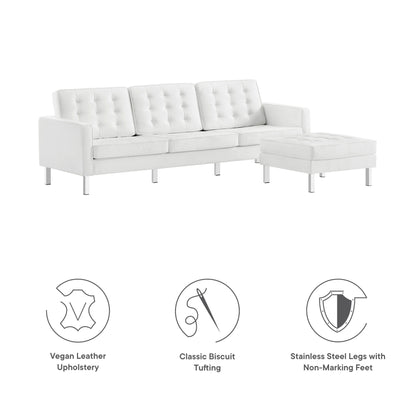 Modway - Loft Tufted Vegan Leather Sofa and Ottoman Set by Modway  Living Room Sofas and Armchairs White - EEI-6410-SLV-WHI-SET