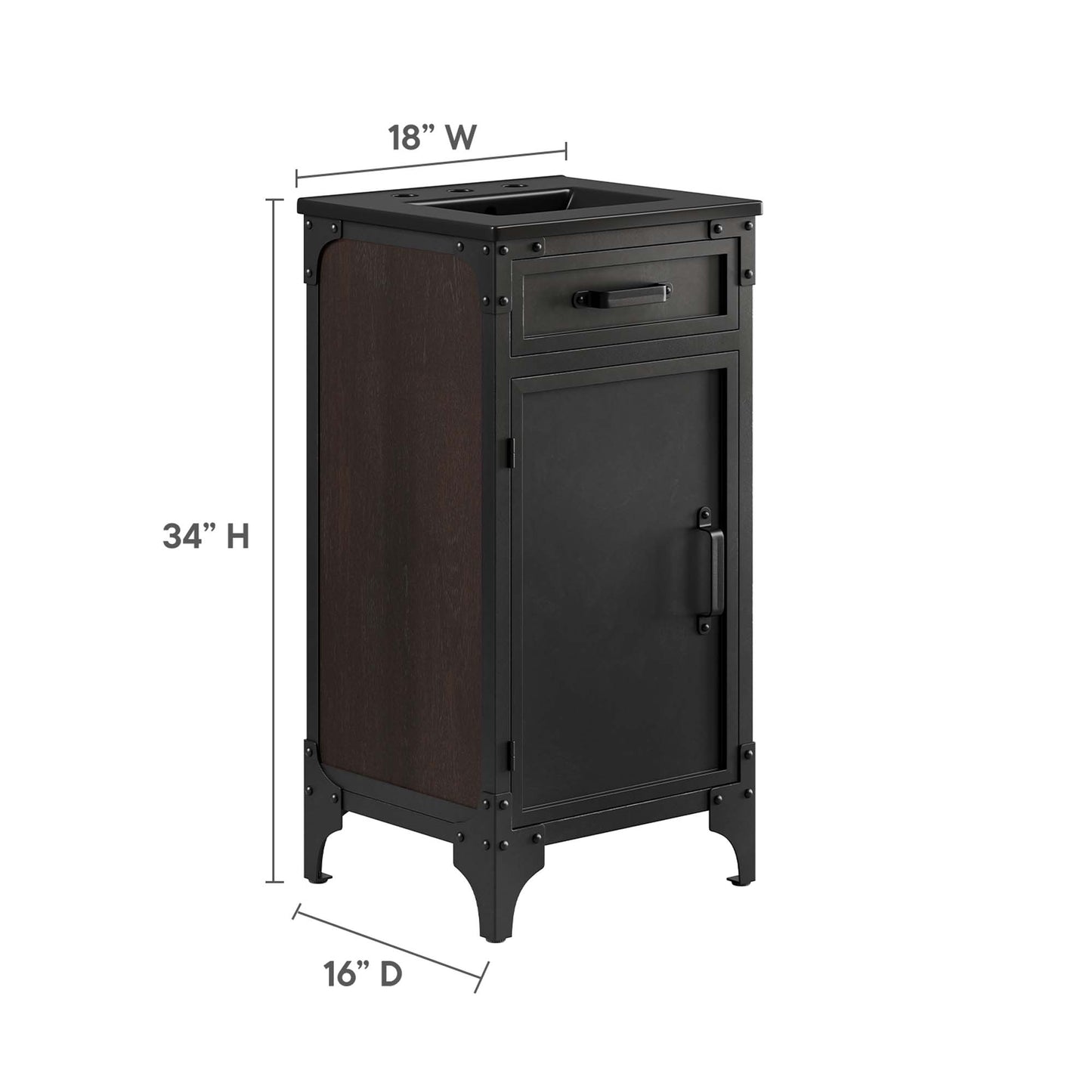 Modway - Steamforge 18" Bathroom Vanity by Modway  Bathroom Vanities Black - EEI-6412-BLK-BLK