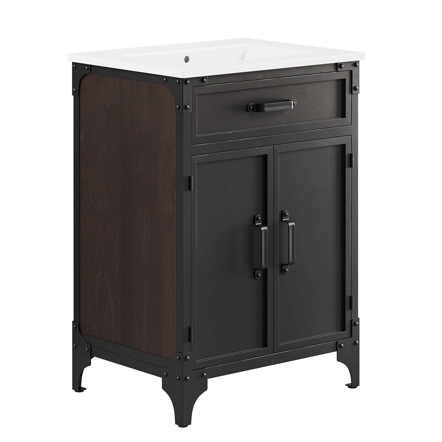 Modway - Steamforge 24" Bathroom Vanity by Modway  Bathroom Vanities Black - EEI-6413-WHI-BLK